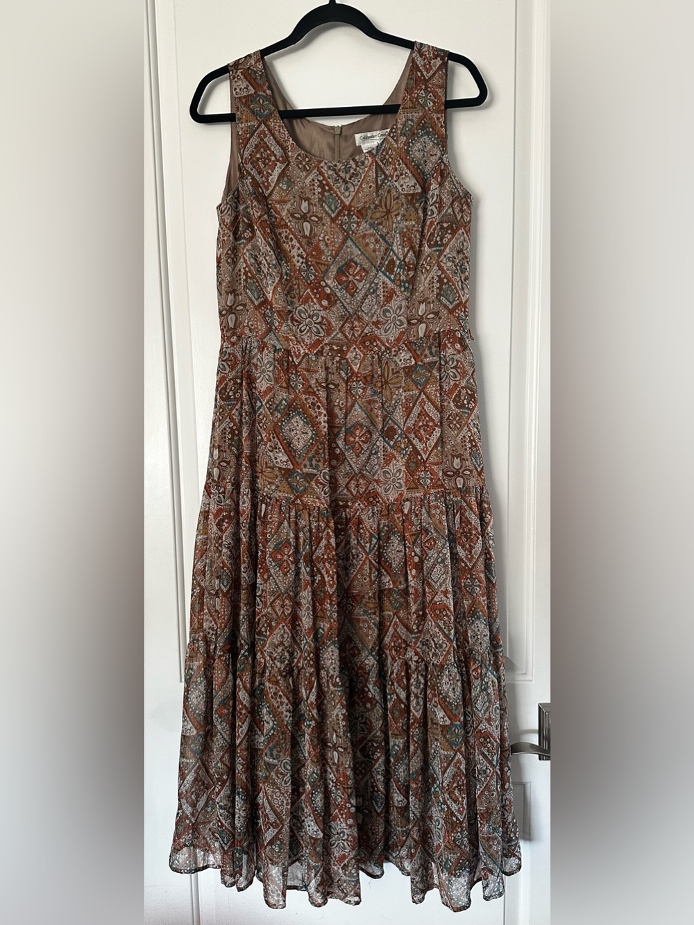 Coldwater Creek Brown Floral Patchwork Maxi Dress